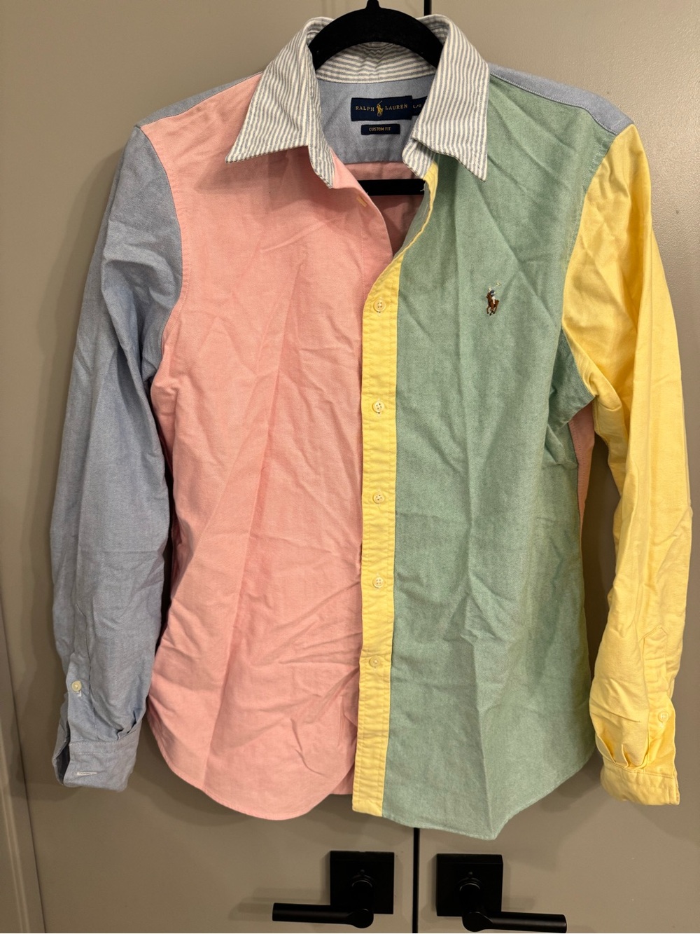Ralph Lauren Pastel Patchwork Button-Down Shirt - Pink, Green, Yellow, Blue